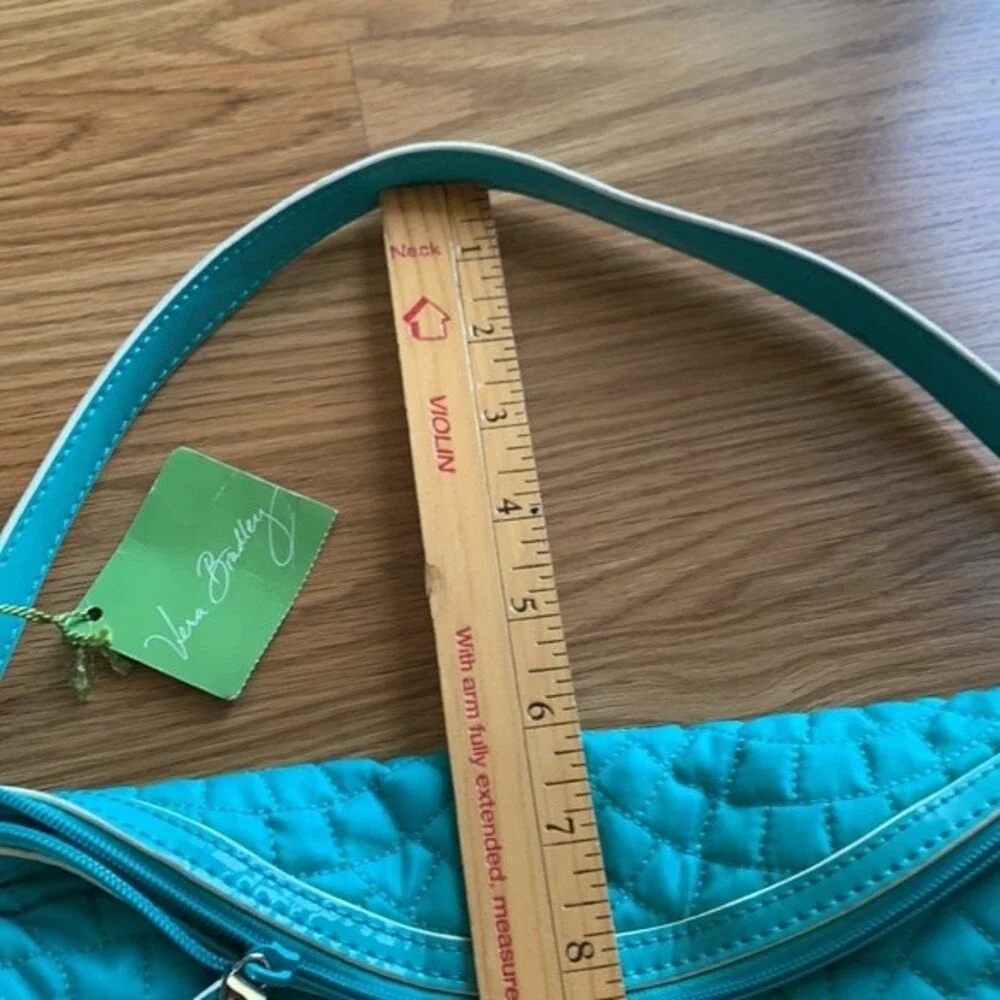 Vera Bradley NWT Turquoise Quilted Patent Leather Detail Hobo Shoulder Bag